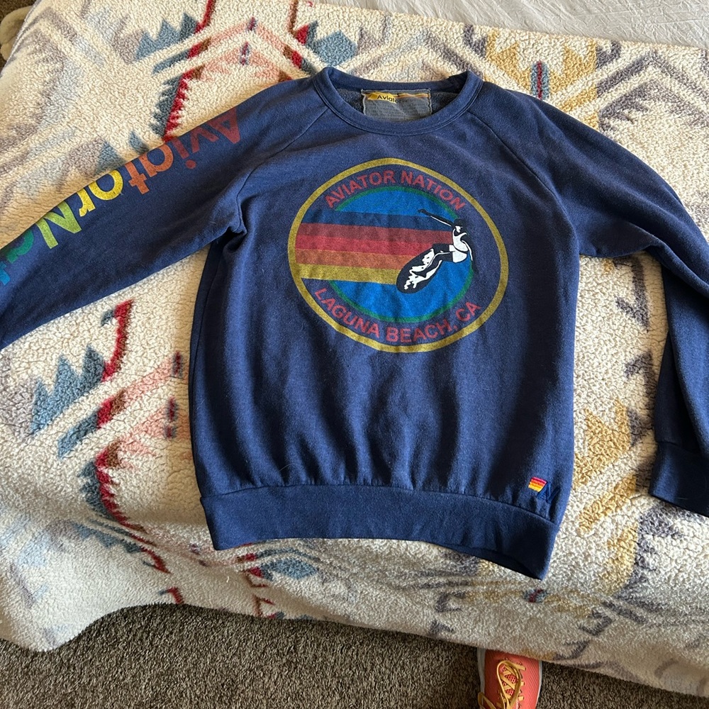 Navy Aviator Nation Crew Neck Sweatshirt